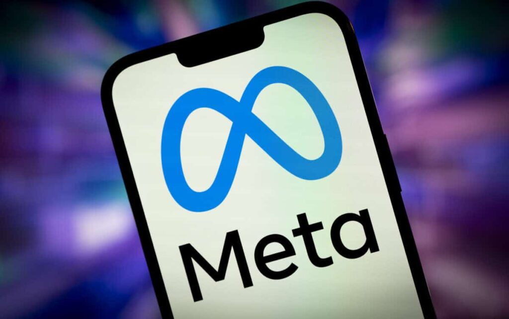 The Meta Platforms logo displayed on a smartphone